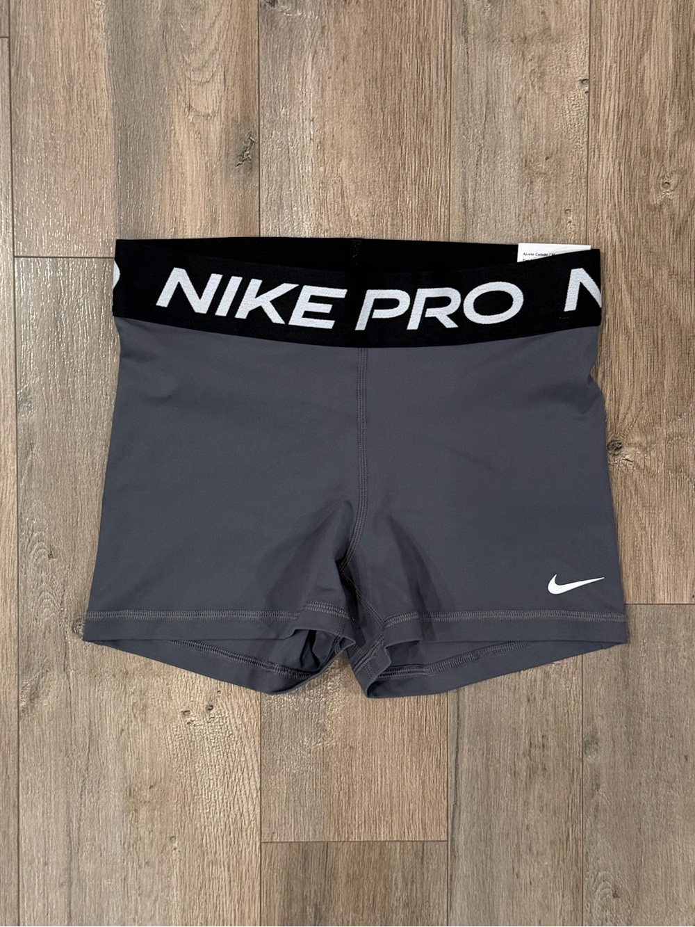 Nike Pro Gray Athletic Shorts with Black Waistband